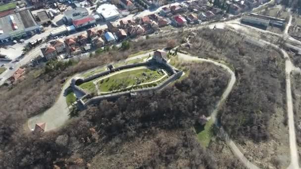 Letecký Pohled Zříceninu Antické Byzantské Pevnosti Peristera Městě Peštera Pazardzhik — Stock video