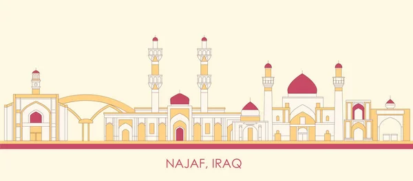 Desenhos Animados Skyline Panorama Cidade Najaf Iraque Ilustração Vetorial —  Vetores de Stock