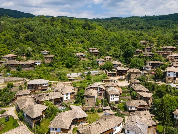 Vista Aérea Vila Kovachevitsa Com Autênticas Casas Século Xix Região — Fotografia de Stock