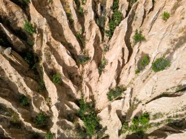 Kaya oluşumunun şaşırtıcı hava manzarası Stob piramitleri, Rila Dağı, Kyustendil bölgesi, Bulgaristan