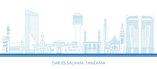 Esquema Skyline Panorama Ciudad Dar Salaam Tanzania Ilustración Vectorial — Vector de stock