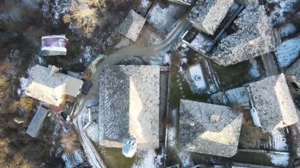 Aerial Winter View Village Dolen Authentic Nineteenth Century Houses Blagoevgrad — Stock Video