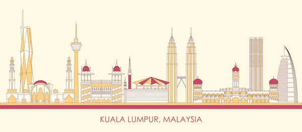 Cartoon Skyline Panorama Ciudad Kuala Lumpur Malasia Ilustración Vectorial — Archivo Imágenes Vectoriales