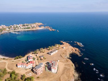 Bulgaristan 'ın Burgaz Bölgesi Ahtopol kentinin şaşırtıcı hava manzarası