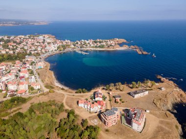 Bulgaristan 'ın Burgaz Bölgesi Ahtopol kentinin şaşırtıcı hava manzarası