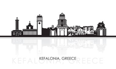 Silhouette Skyline panorama of Kefalonia, Ionnian Islands, Greece - vector illustration clipart