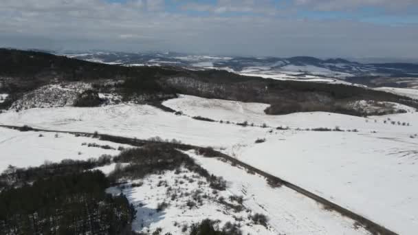 Letecký Zimní Pohled Pohoří Lyulin Pokryté Sněhem Sofia City Region — Stock video