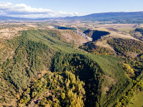 Воздушный Осенний Вид Ущелья Реки Нишава Балканские Горы Болгария — стоковое фото