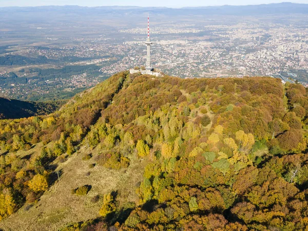 Aerial Autumn Panorama Vitosha Mountain Kopititoto Area City Sofia Bulgaria — Stockfoto