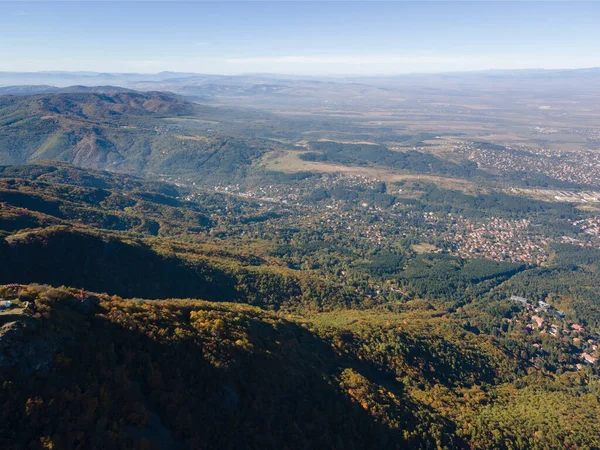 Aerial Autumn Panorama Vitosha Mountain Kopititoto Area City Sofia Bulgaria — Stockfoto