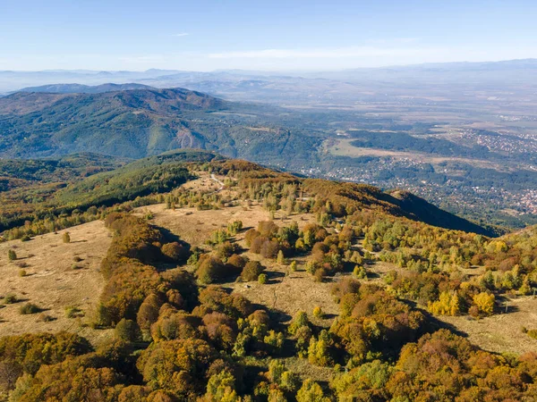 Luchtfoto Herfst Panorama Van Vitosha Mountain Bij Kopititoto Gebied Stad — Stockfoto