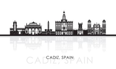 Siluet Skyline Cadiz, Endülüs, İspanya - vektör illüstrasyonu