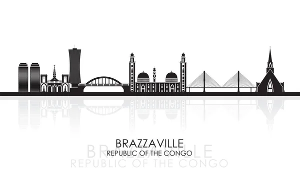 Silhuett Skyline Panorama Över Brazzaville Republiken Kongo Vektor Illustration — Stock vektor