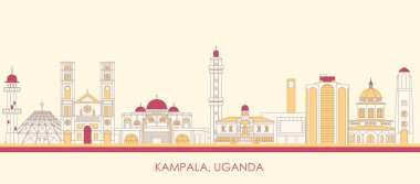 Kampala, Uganda 'nın Skyline çizgi filmi - vektör illüstrasyonu