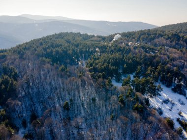Bulgaristan 'ın Filibe Bölgesi, Rodos Dağı' ndaki Koprivkite bölgesinin havadan görüntüsü