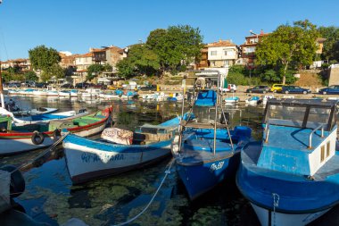 SOZOPOL, BULGARIA - AUGUST 29, 2020: Amazing Sunset view at the port of Sozopol, Burgas Region, Bulgaria