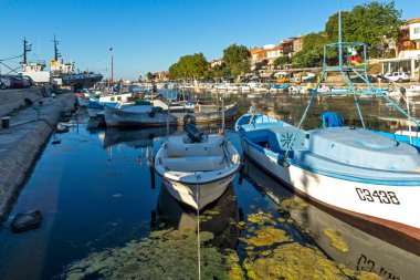 SOZOPOL, BULGARIA - AUGUST 29, 2020: Amazing Sunset view at the port of Sozopol, Burgas Region, Bulgaria