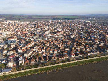 Bulgaristan 'ın Haskovo bölgesinin Svilengrad kentinin hava manzarası