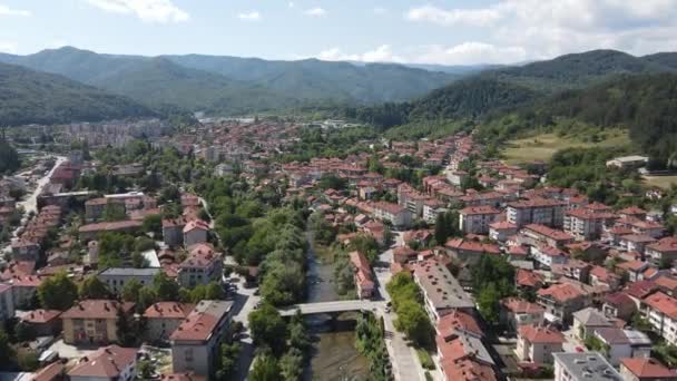 Дивовижний Вигляд Повітря Центру Міста Троян Ловеч Болгарія — стокове відео