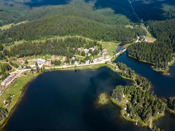 Amazing Aerial view of Shiroka polyana (Wide meadow) Reservoir, Pazardzhik Region, Bulgaria