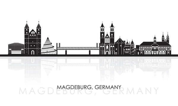 Silhouette Skyline Panorama City Magdeburg Germany Vector Illustration — ストックベクタ