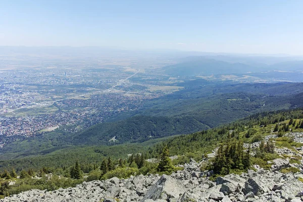 Úžasné Panorama Sofie Kamen Del Peak Hoře Vitosha Bulharsko — Stock fotografie