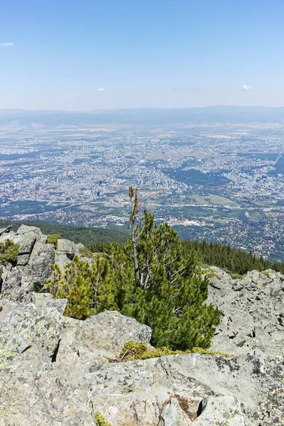 Úžasné Panorama Sofie Kamen Del Peak Hoře Vitosha Bulharsko — Stock fotografie