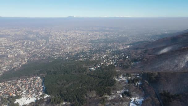 Zimowy Widok Lotu Ptaka Górę Vitosha Pobliżu Boyana District Sofia — Wideo stockowe