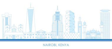 Kenya, Nairobi şehrinin Skyline ana hatları - vektör illüstrasyonu