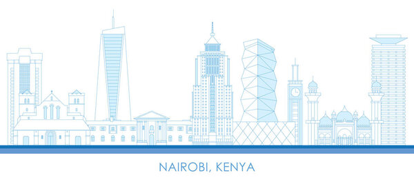 Outline Skyline panorama of city of Nairobi, Kenya - vector illustration