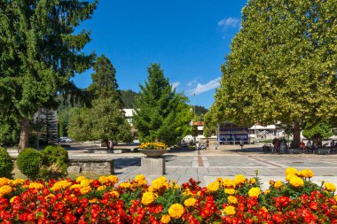 TROYAN, BULGARIA - 31 Ağustos 2021: Bulgaristan 'ın Troyan, Lovech bölgesinin inanılmaz manzarası