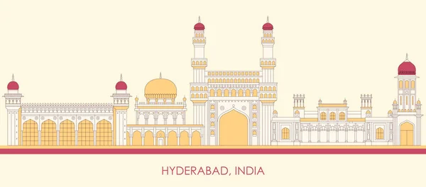 Cartoon Skyline Panorama City Hyderabad India Vector Illustration — Vector de stock