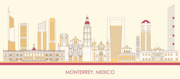 Cartoon Skyline Panorama Della Città Monterrey Messico Illustrazione Vettoriale — Vettoriale Stock