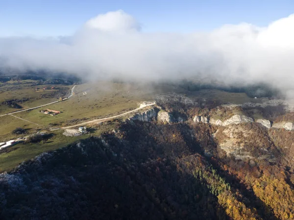 Incroyable Paysage Automne Aérien Des Montagnes Balkaniques Col Vratsata Bulgarie — Photo