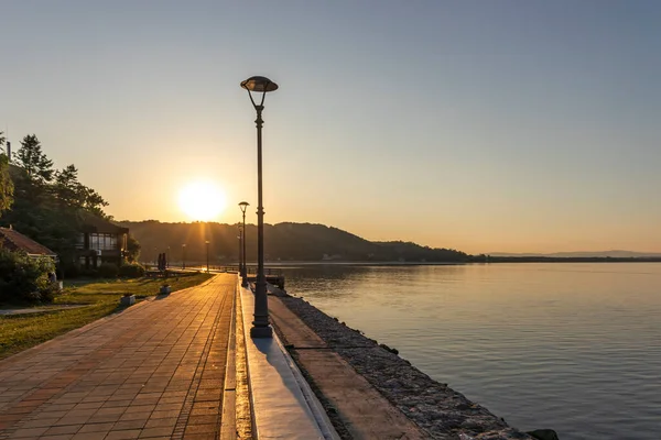 Golubac Serbia Agosto 2019 Incredibile Paesaggio Tramonto Del Danubio Che — Foto Stock