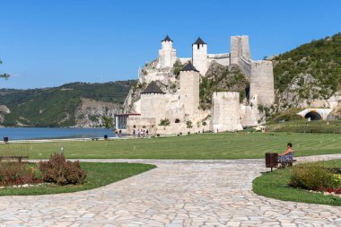 GOLUBAC, SERBIA - AUGUST 11, 2019: Golubac Fortress - medieval fortified town at the coast of Danube River, Serbia