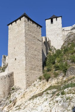 GOLUBAC, SERBIA - AUGUST 11, 2019: Golubac Fortress - medieval fortified town at the coast of Danube River, Serbia
