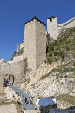 GOLUBAC, SERBIA - AUGUST 11, 2019: Golubac Fortress - medieval fortified town at the coast of Danube River, Serbia
