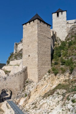 GOLUBAC, SERBIA - AUGUST 11, 2019: Golubac Fortress - medieval fortified town at the coast of Danube River, Serbia
