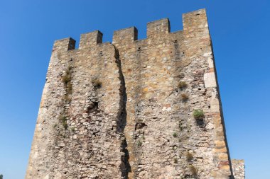 SMEDEREVO, SERBIA - 12 Ağustos 2019: Sırbistan 'ın Smederevo kentindeki Tuna Nehri kıyısındaki Kale Harabeleri