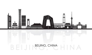 Silhouette Skyline panorama of city of Beijing, China - vector illustration