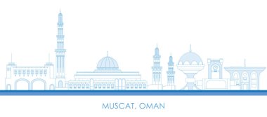 Muscat, Umman şehrinin Skyline görünümü - vektör illüstrasyonu