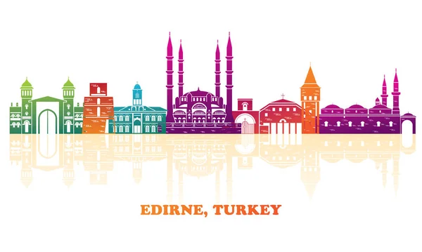 Colourfull Skyline Panorama City Edirne Turkey Vector Illustration —  Vetores de Stock