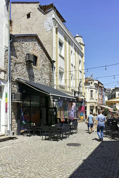 Plovdiv Bulgaria August 2022 Typical Street Houses Pedestrian Streets City — стоковое фото