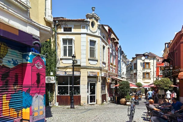 Plovdiv Bulgaria August 2022 Typical Street Houses Pedestrian Streets City — Stockfoto