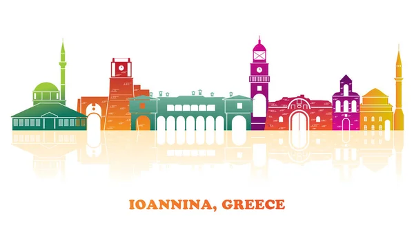 Colourfull Skyline Panorama City Ioannina Epirus Greece Vector Illustration — Vettoriale Stock