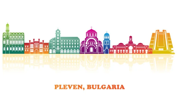 Colourfull Skyline Panorama City Pleven Bulgaria Vector Illustration — Διανυσματικό Αρχείο