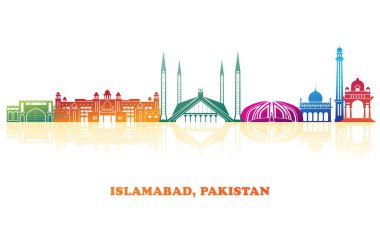 Colourfull Skyline panorama of city of Islamabad, Pakistan - vector illustration