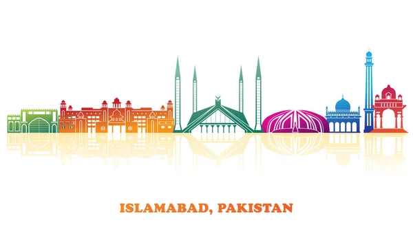 Colourfull Skyline Panorama City Islamabad Pakistan Vector Illustration — Vector de stock