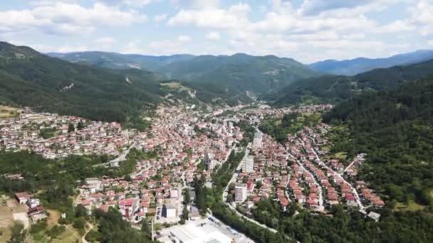 Aerial View Famous Spa Resort Town Devin Smolyan Region Bulgaria — Stok video